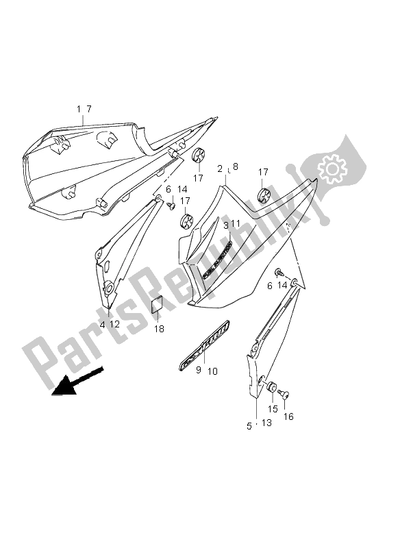 All parts for the Frame Cover of the Suzuki GSX 1400 2005