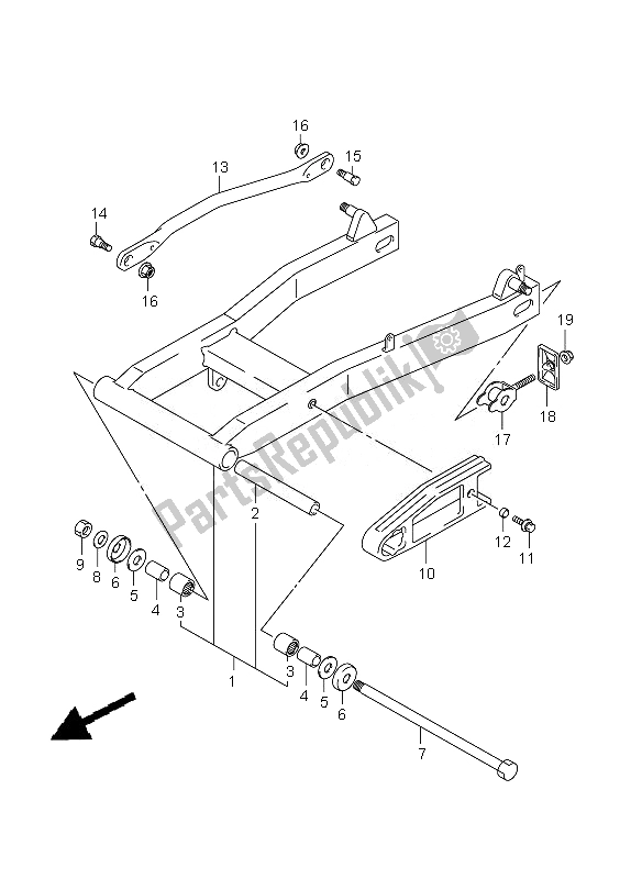 Todas las partes para Brazo Oscilante Trasero de Suzuki VL 250 Intruder 2007