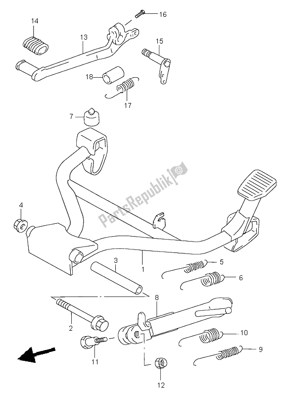 All parts for the Stand of the Suzuki GSX 750 1998