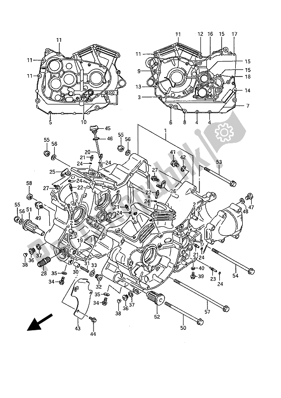 All parts for the Crankcase of the Suzuki VS 1400 Glpf Intruder 1994