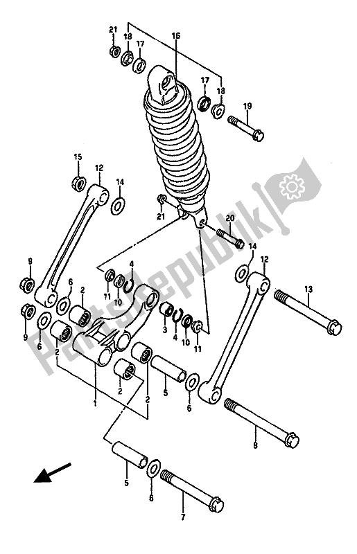 All parts for the Rear Cushion Lever of the Suzuki GSX R 750 1988