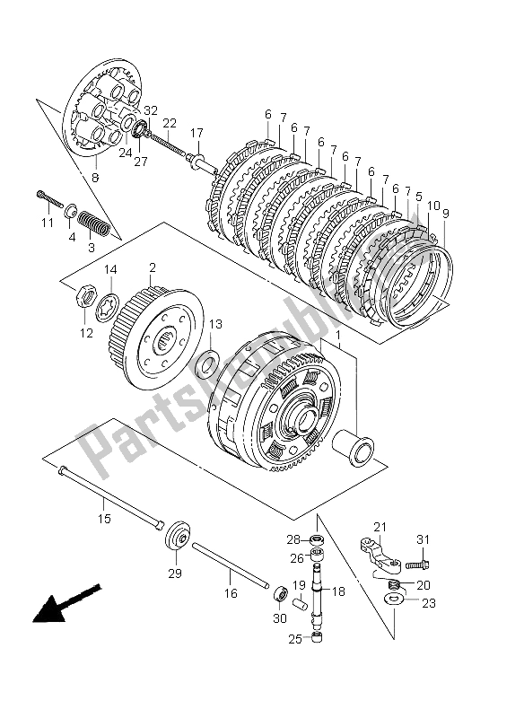 All parts for the Clutch of the Suzuki DL 650A V Strom 2012