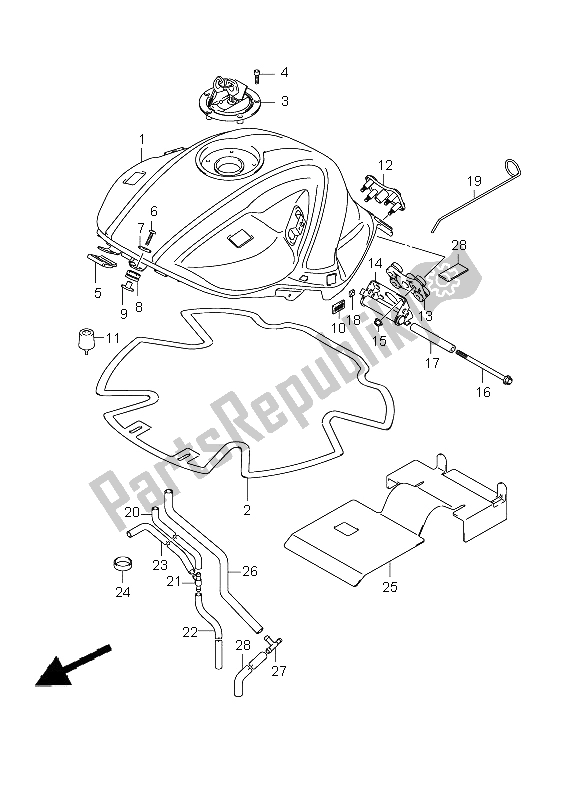 Tutte le parti per il Serbatoio Di Carburante del Suzuki SFV 650A Gladius 2009