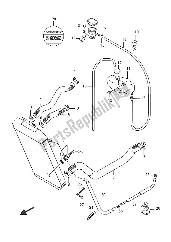 All parts for the Radiator Hose (vz800ue E19) of the Suzuki VZ 800 Intruder 2016