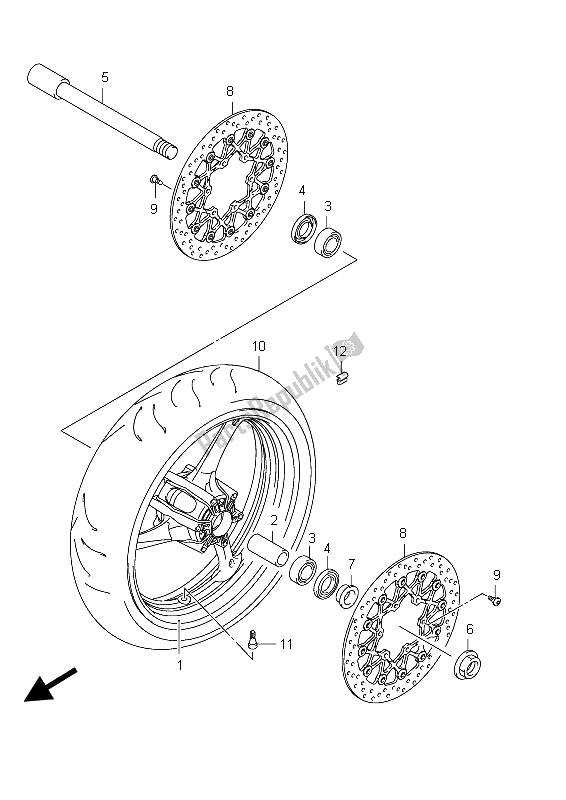 Todas as partes de Roda Dianteira (gsx-r600uf E21) do Suzuki GSX R 600 2012