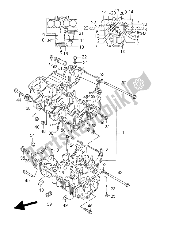 Todas las partes para Caja Del Cigüeñal de Suzuki GSF 1200 NS Bandit 2001