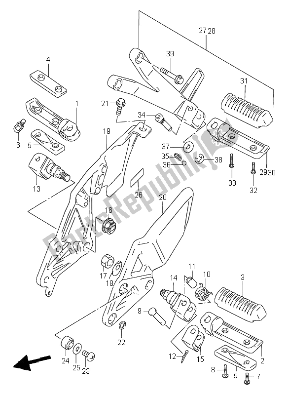 Todas las partes para Reposapiés de Suzuki RF 900R 1995