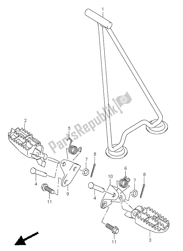 All parts for the Footrest of the Suzuki RM Z 450 2005