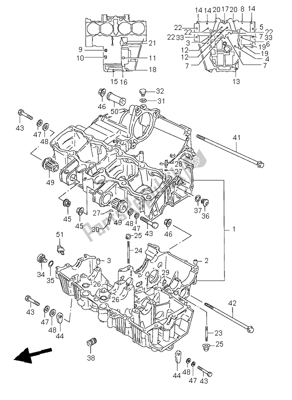 Tutte le parti per il Carter del Suzuki GSX 600F 1995