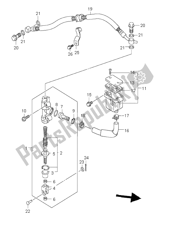 All parts for the Rear Master Cylinder of the Suzuki GSX 1400 2003