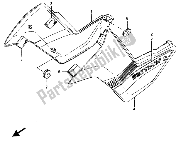 Todas as partes de Tampa Da Moldura (gsx750ef) do Suzuki GSX 750 Esefe 1985