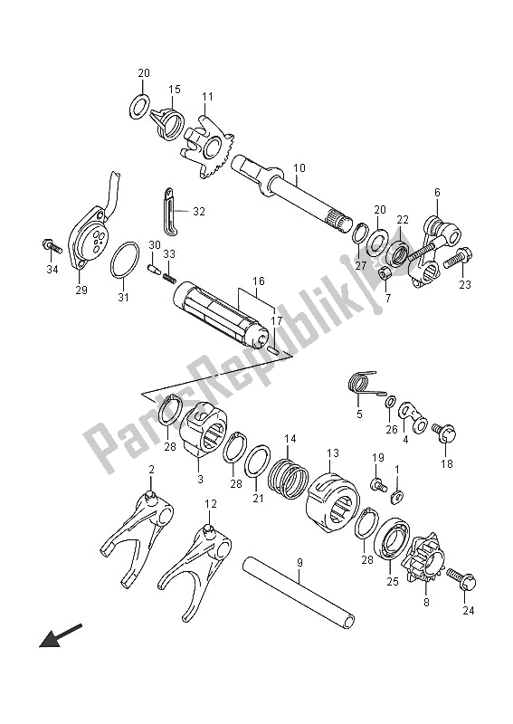 All parts for the Gear Shifting of the Suzuki LT A 750 XZ Kingquad AXI 4X4 2016