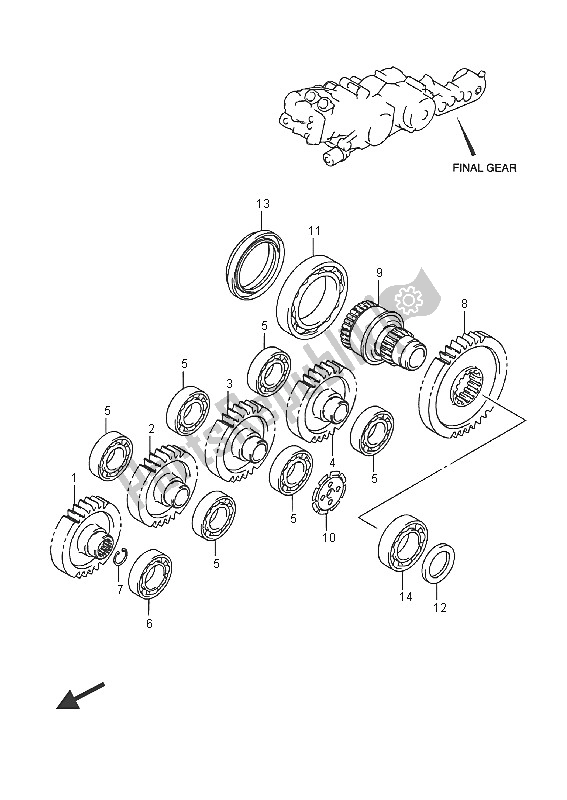 All parts for the Final Gear of the Suzuki AN 650Z Burgman Executive 2016