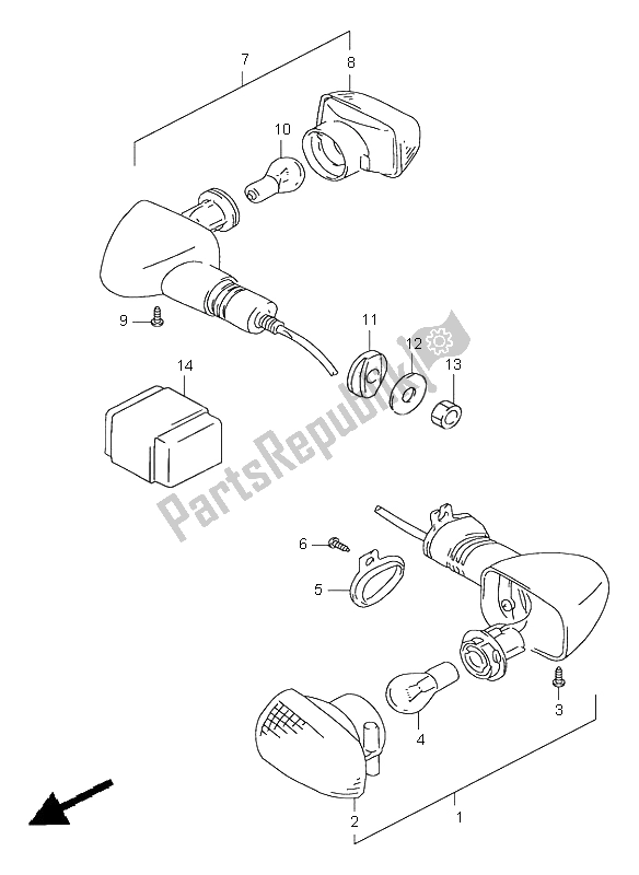 All parts for the Turn Signal Lamp of the Suzuki TL 1000S 1998