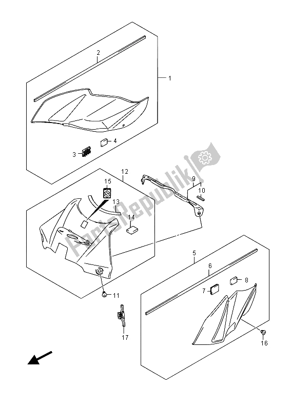 Todas as partes de Tampa Lateral Do Tanque De Combustível do Suzuki GSR 750A 2015