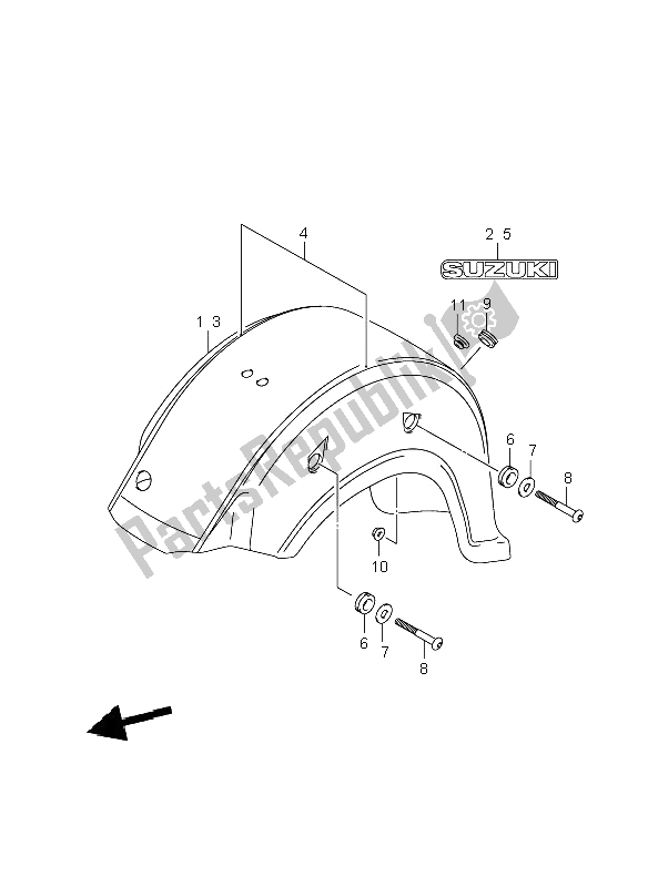 Tutte le parti per il Parafango Posteriore del Suzuki VL 800C Volusia 2006
