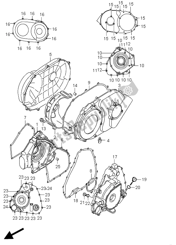 All parts for the Crankcase Cover of the Suzuki LT A 750 XZ Kingquad AXI 4X4 2010