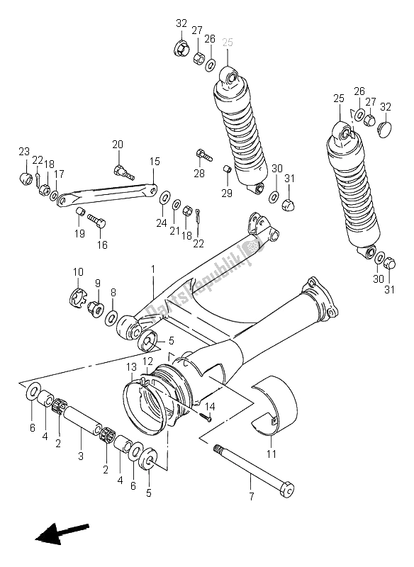 Tutte le parti per il Braccio Oscillante Posteriore del Suzuki VS 600 Intruder 1995