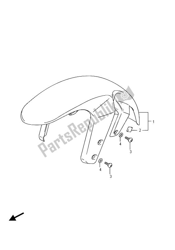 All parts for the Front Fender of the Suzuki VZ 800 Intruder 2015