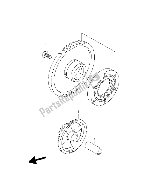 All parts for the Starter Clutch of the Suzuki GSF 1250 Nsnasa Bandit 2008