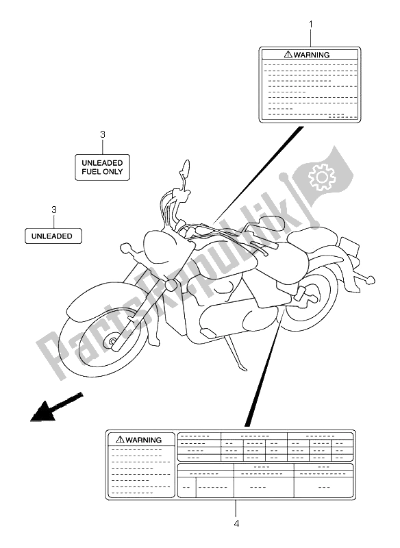 Toutes les pièces pour le étiquette du Suzuki VL 800 Volusia 2002