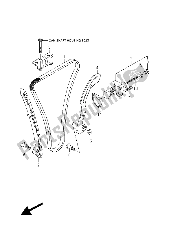 All parts for the Cam Chain of the Suzuki GSX R 1000 2005