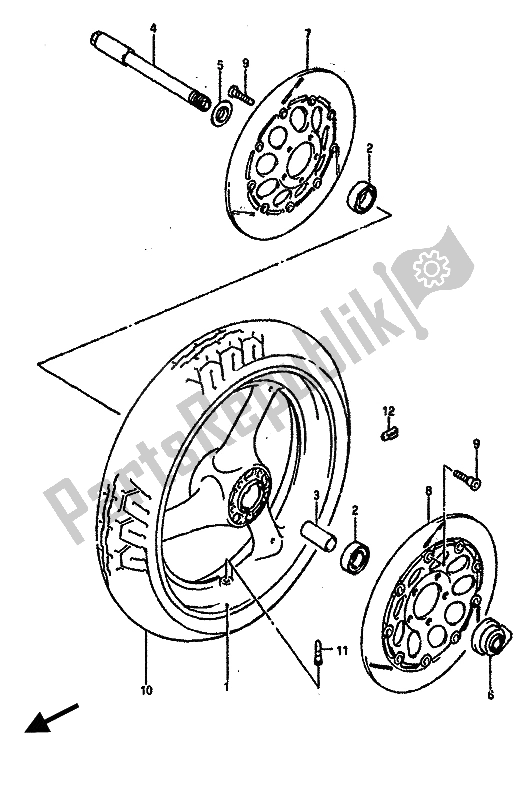 Toutes les pièces pour le Roue Avant du Suzuki GSX R 750 1990