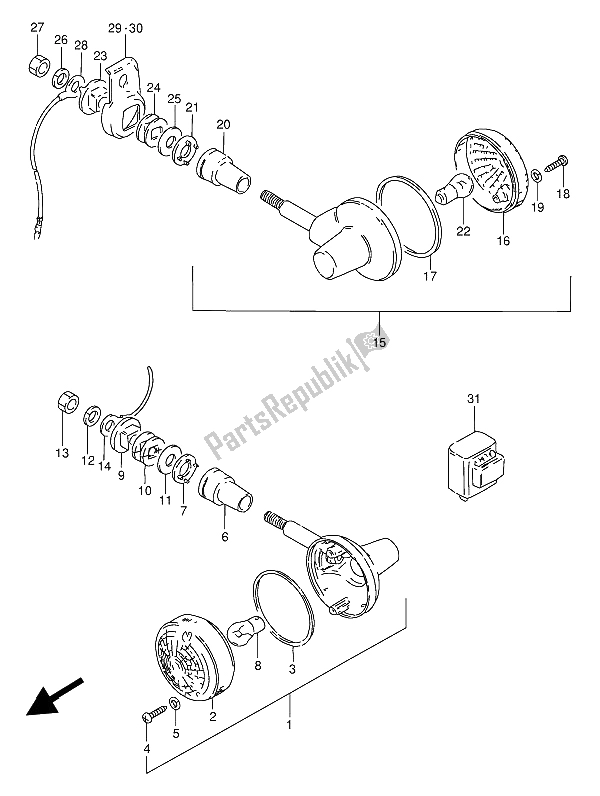 Tutte le parti per il Indicatore Di Direzione (e1-p95) del Suzuki GN 250 1985