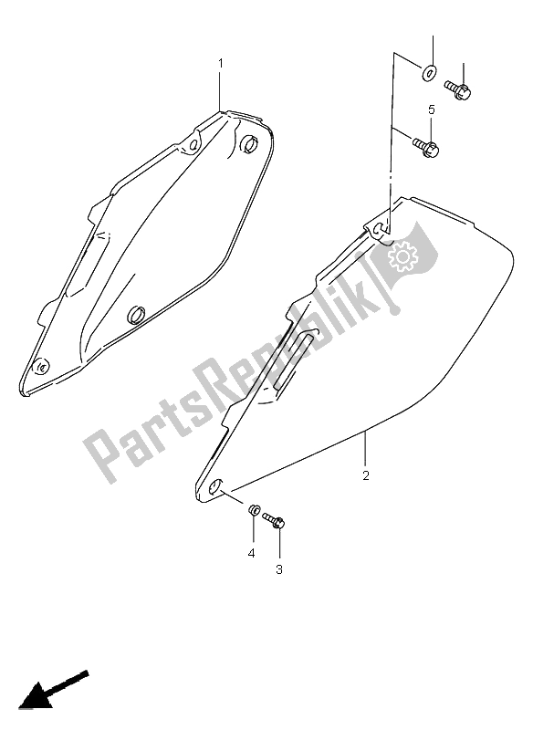 All parts for the Frame Cover of the Suzuki RM 125 1998