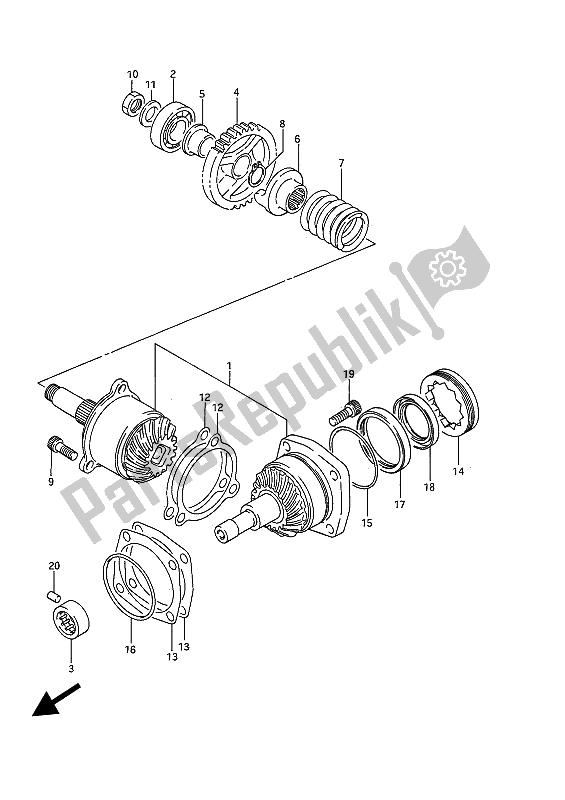 All parts for the Secondary Drive Gear of the Suzuki VS 750 FP Intruder 1988