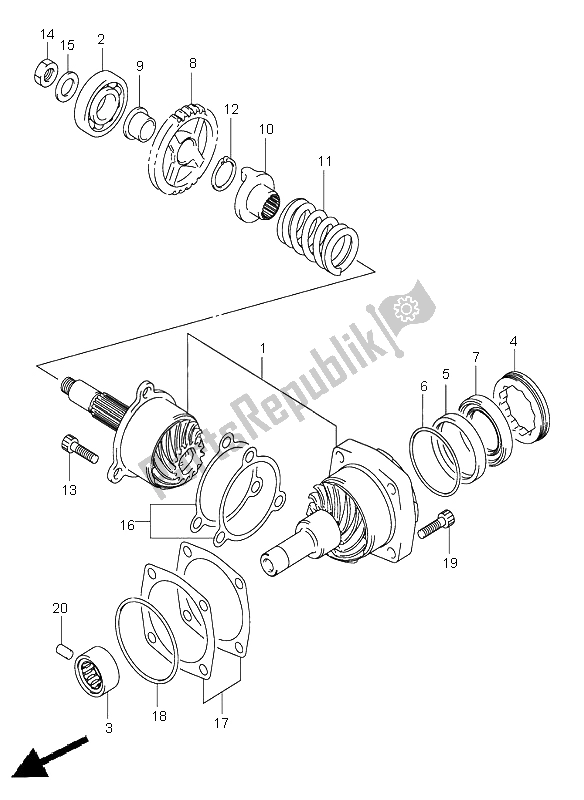 All parts for the Secondary Drive Gear of the Suzuki VL 800Z Volusia 2004