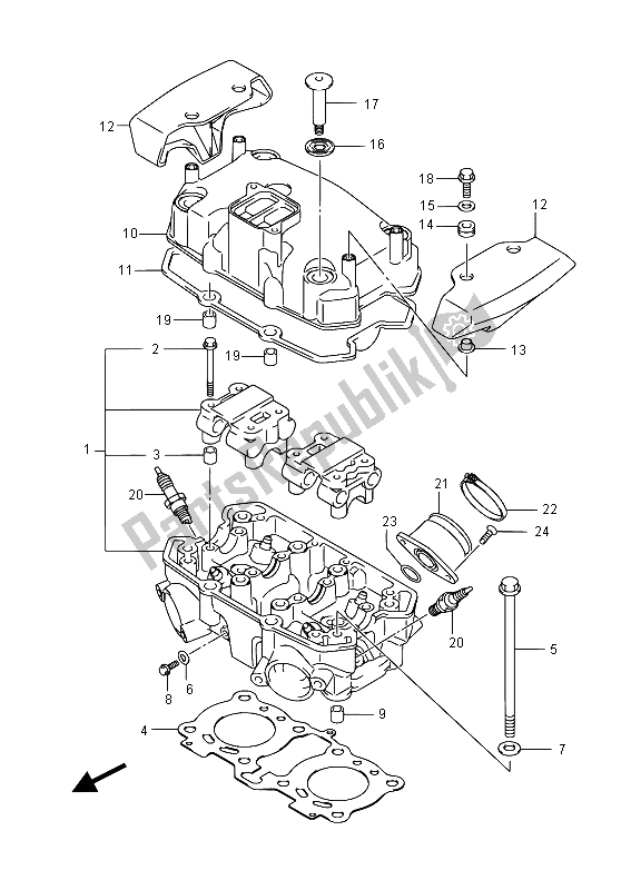 All parts for the Cylinder Head of the Suzuki GW 250 Inazuma 2015