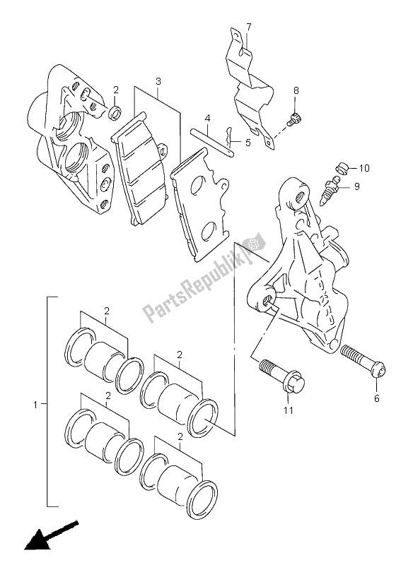 All parts for the Front Calipers of the Suzuki TL 1000S 1998