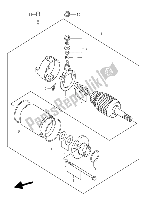 All parts for the Starting Motor of the Suzuki DR Z 400S 2001