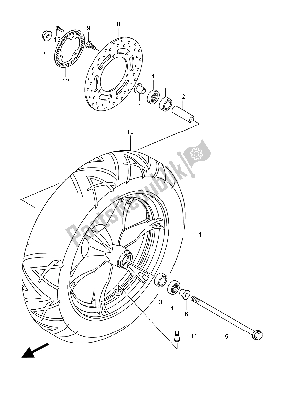 All parts for the Front Wheel (uh125a) of the Suzuki UH 125A Burgman 2015