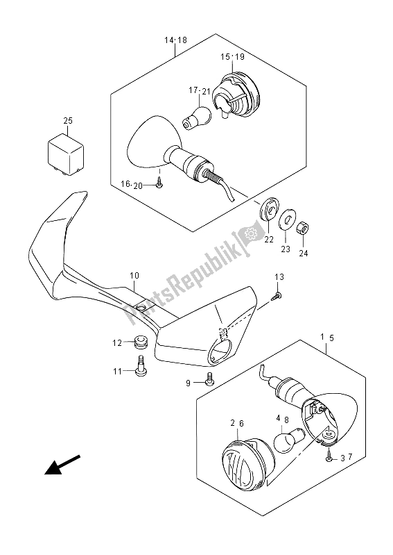 Tutte le parti per il Indicatore Di Direzione (vzr1800z E02) del Suzuki VZR 1800 NZR M Intruder 2012