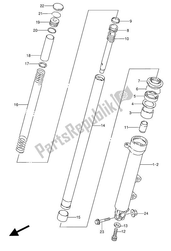 Todas as partes de Amortecedor Dianteiro do Suzuki GSX 600 FUU2 1988