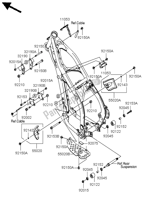 Tutte le parti per il Montaggio Del Telaio del Suzuki RM Z 250 2005