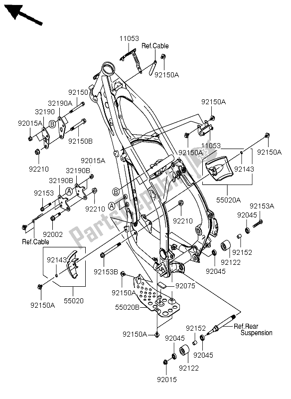 All parts for the Frame Fitting of the Suzuki RM Z 250 2005