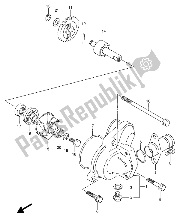 Tutte le parti per il Pompa Dell'acqua del Suzuki RG 125 FU 1994