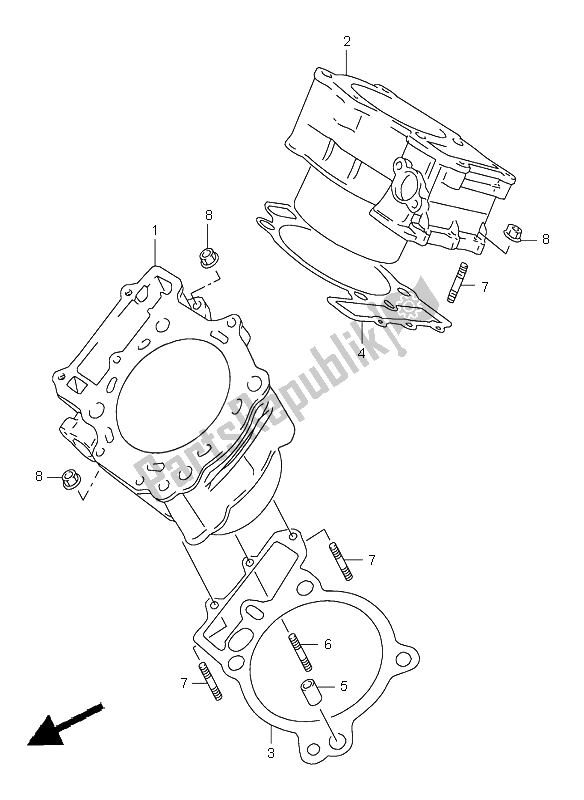 Tutte le parti per il Cilindro del Suzuki TL 1000S 2000