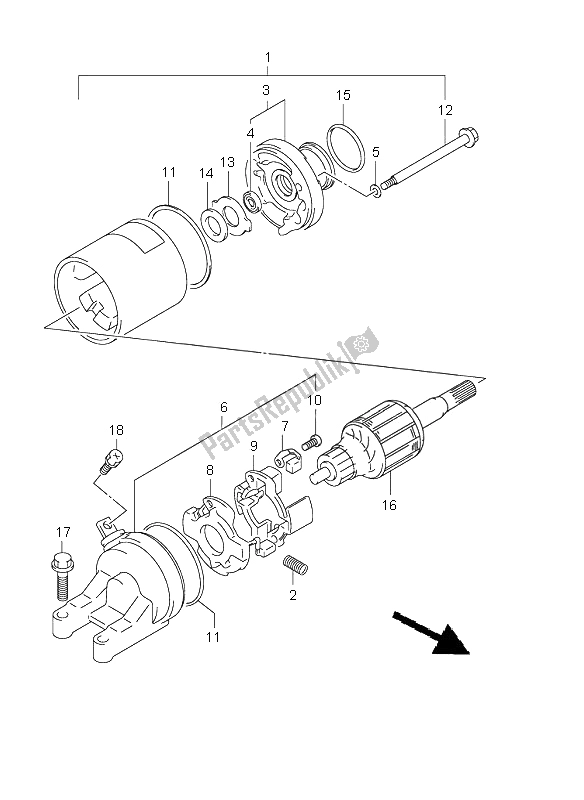 All parts for the Starting Motor of the Suzuki GSF 600 NS Bandit 2000