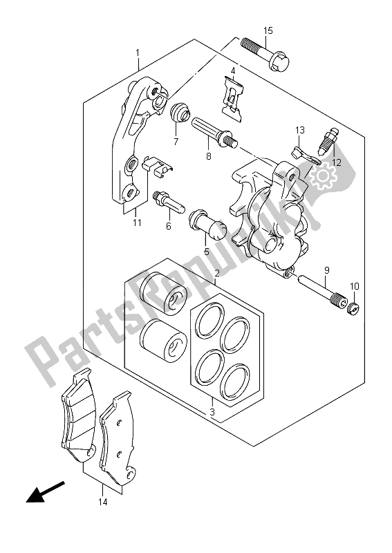 All parts for the Front Caliper of the Suzuki RM Z 450 2015