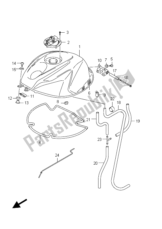 Alle onderdelen voor de Brandstoftank (gsx-r600uf E21) van de Suzuki GSX R 600 2012