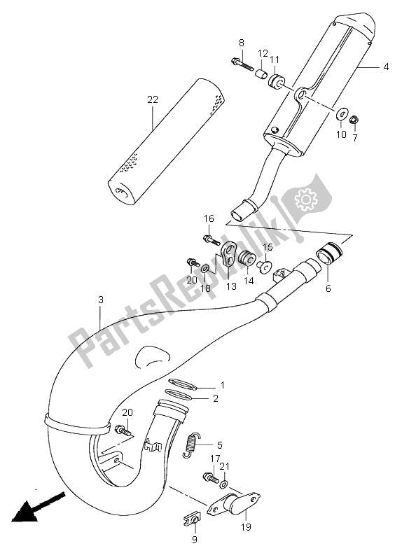 All parts for the Muffler of the Suzuki RM 125 2003