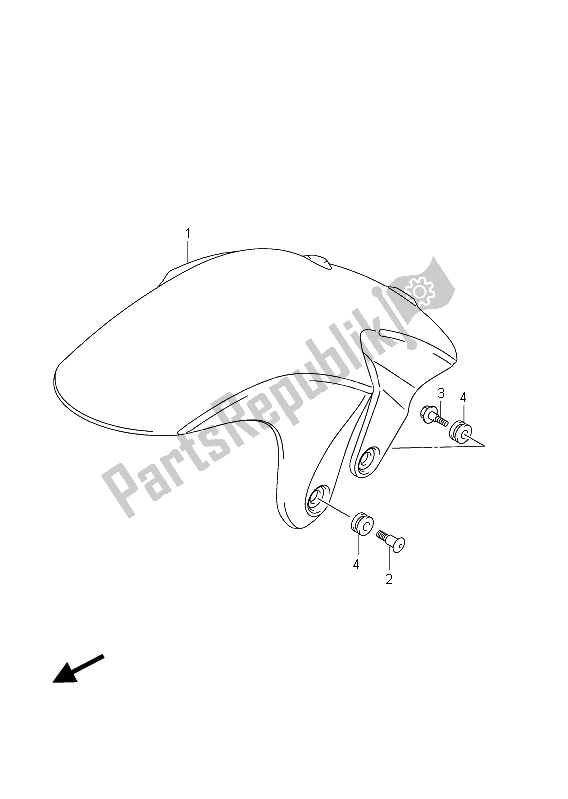 Tutte le parti per il Parafango Anteriore (sfv650u E21) del Suzuki SFV 650A Gladius 2011