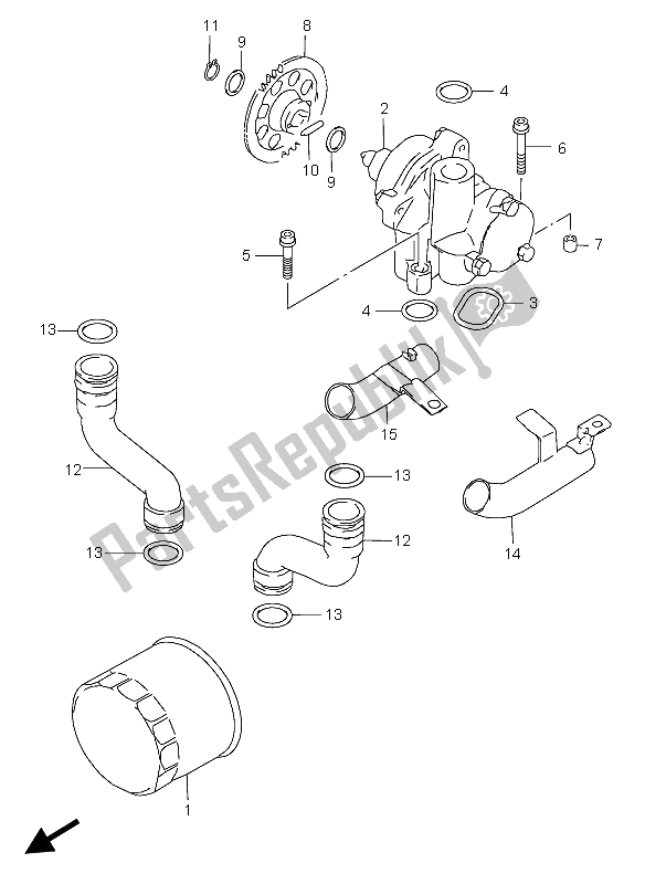 Alle onderdelen voor de Oliepomp van de Suzuki GSX 600F 2004