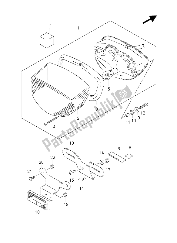 Alle onderdelen voor de Combinatielicht Achter van de Suzuki GS 500 EF 2004