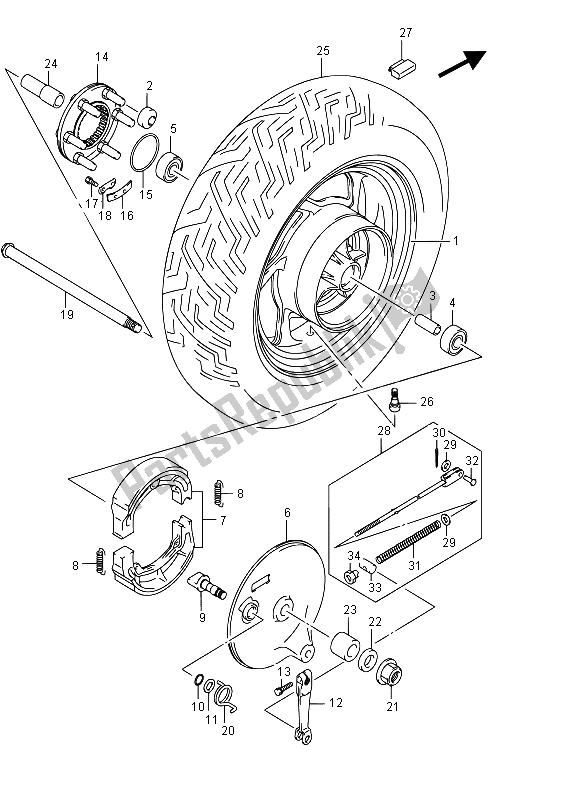 All parts for the Rear Wheel of the Suzuki VZ 800 Intruder 2015