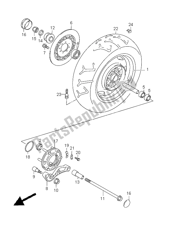 All parts for the Rear Wheel of the Suzuki VL 1500 Intruder LC 2008